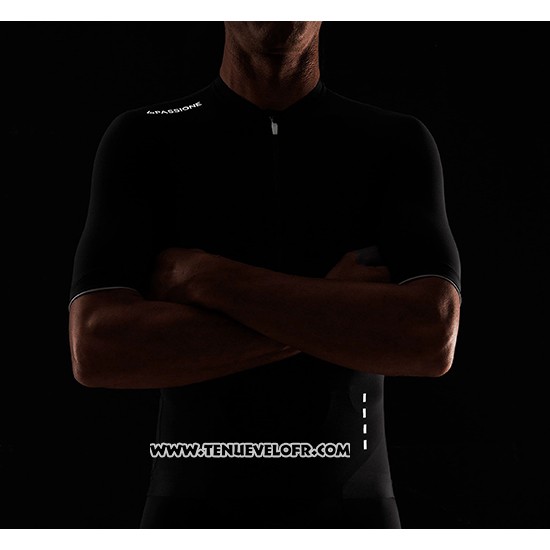 2019 Maillot Ciclismo La Passione Noir Blanc Manches Courtes et Cuissard